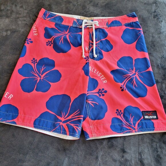 HOllister Mens Board Shorts Size XL Pink Blue Swim Trunks Y2K Surf Hip Hop 16494 - Picture 1 of 10